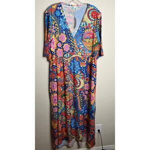 Made with Love | NWT Women's XL Red & Blue Paisley Dress
